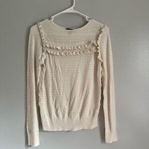 Ann Taylor Cream Ruffle Sweater